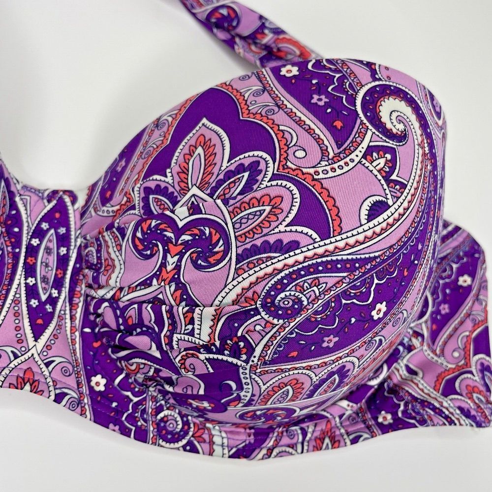Old Navy Underwire Bikini Swim Top Purple Floral Paisley‎ Size XL Padded - Picture 2 of 7